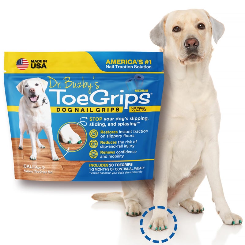 Dr. Buzby's Dr Buzby's Medium ToeGrips for Dogs - Instant Traction on Wood/Hardwood Floors - Anti Slip Relief - Grippers for Senior Dogs - Stop Sliding Instantly - Rubber Nails for Paws - 1 Pack (20 Grips) - Image 1